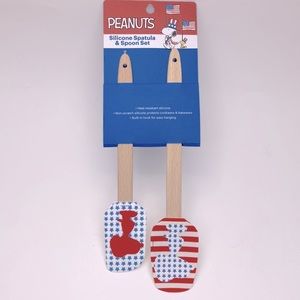 Peanuts Snoopy set of 2 silicone spatula & spoon set NWT Patriotic